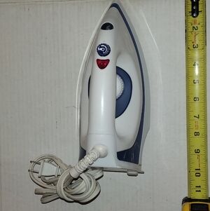 White and Blue Electric Steam Iron - Reliable Home Ironing